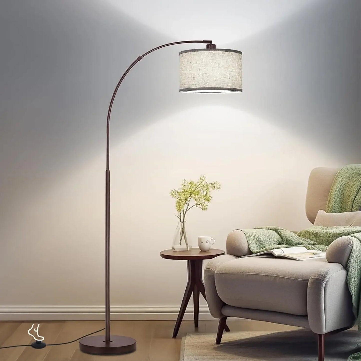 Modern Standing Lamp with Adjustable Drum Shade