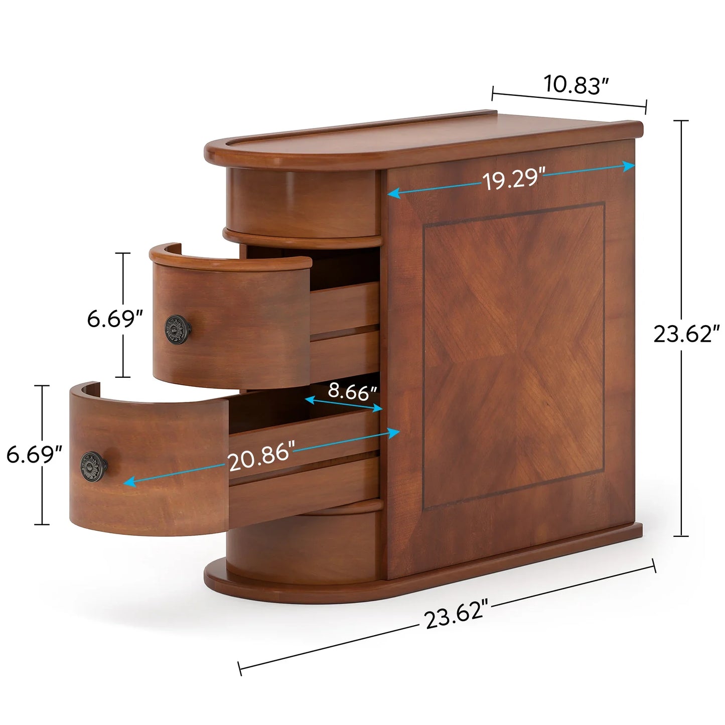 Side Table Solid Wood with Drawers