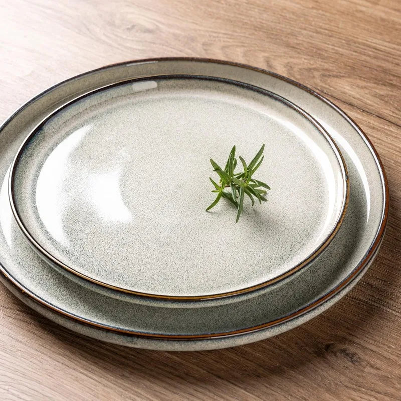 Ceramic Dinnerware Sets for 4, Reactive Glaze Dishes -Scratch Resistant