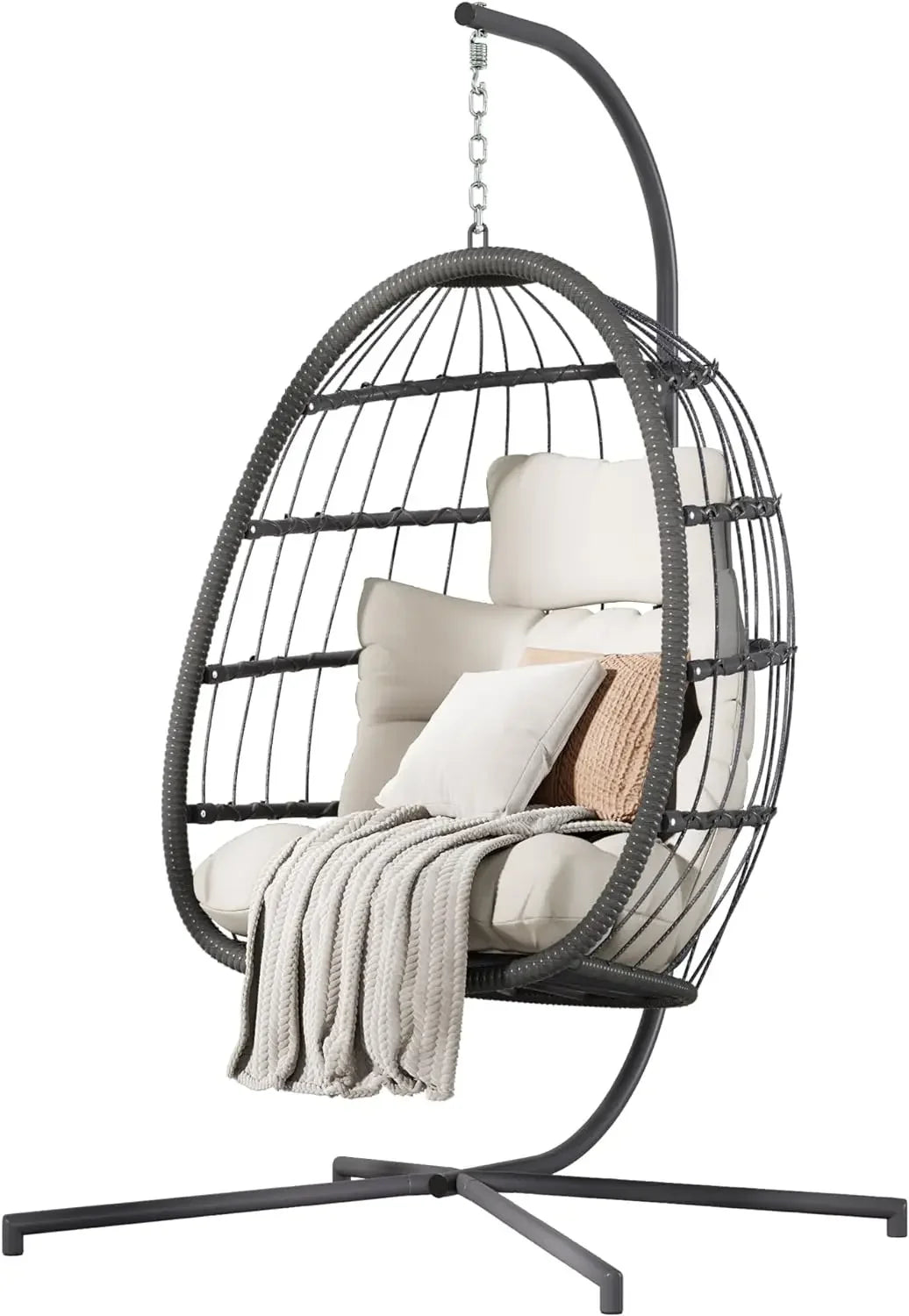 Double Hanging Egg Chair with Stand, Patio Hammock