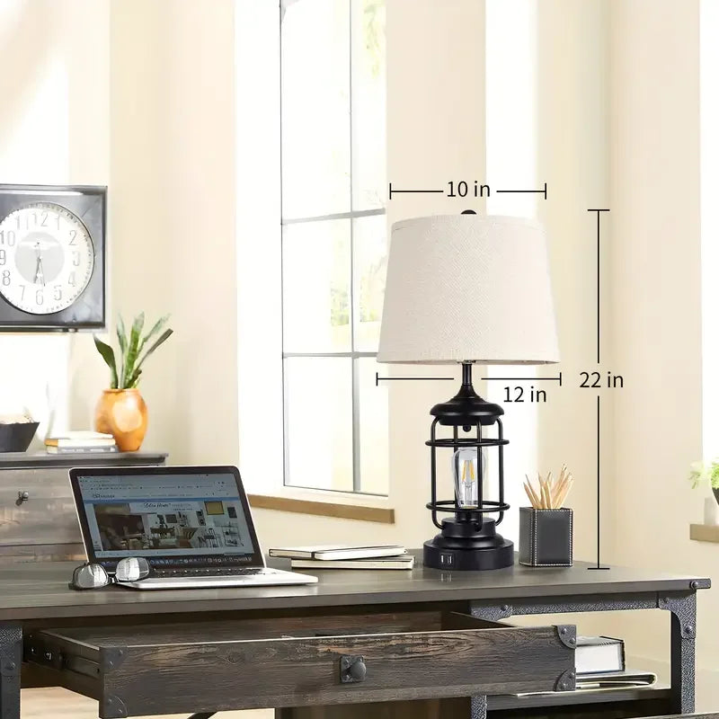 2 Farmhouse Table Lamps With Bulbs
