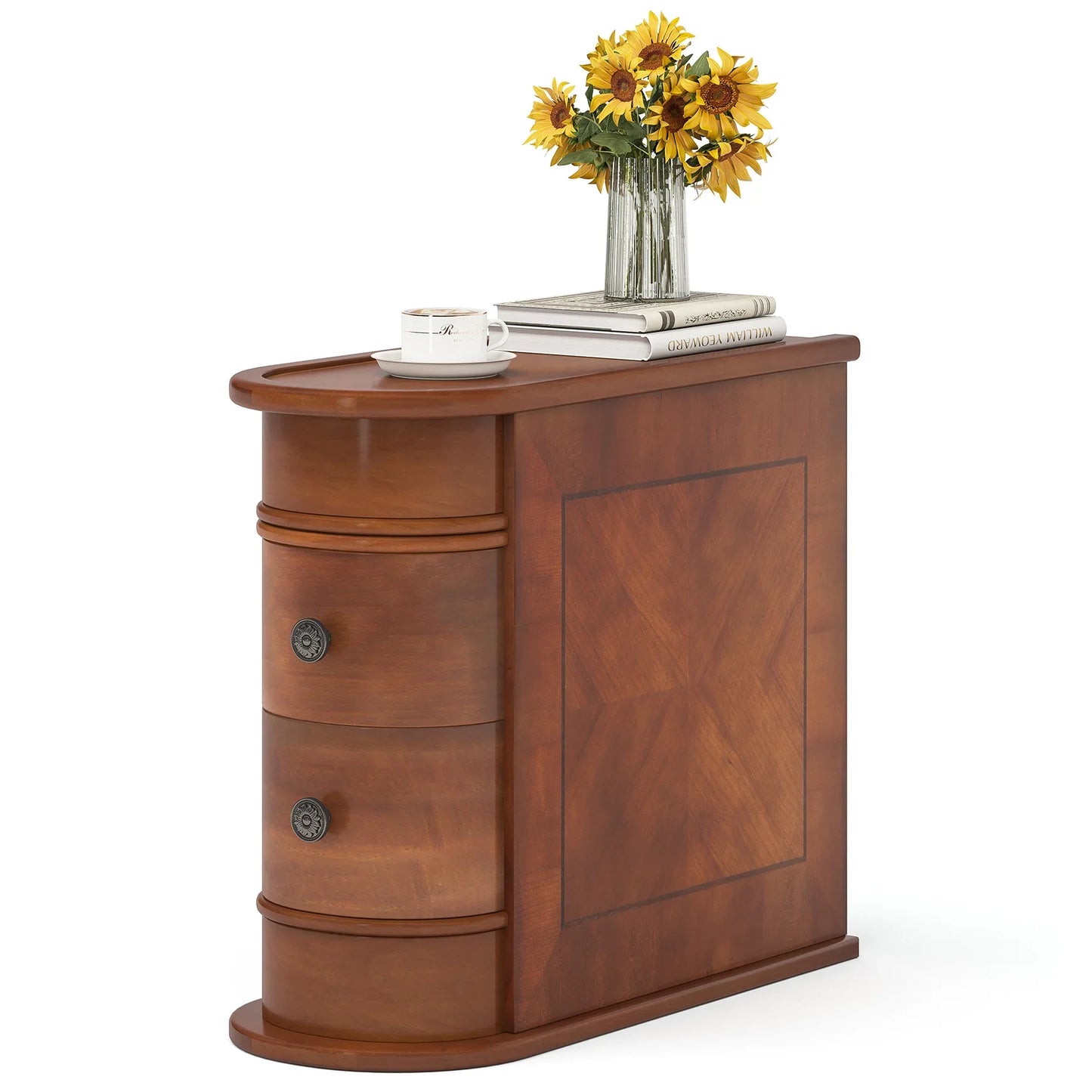 Side Table Solid Wood with Drawers