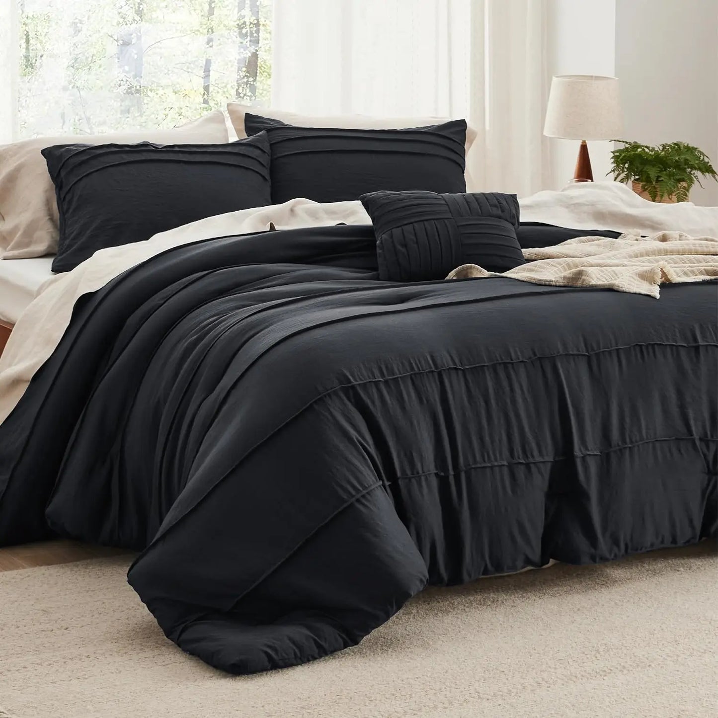 King Comforter Set - 4 Pieces Grid Pleat