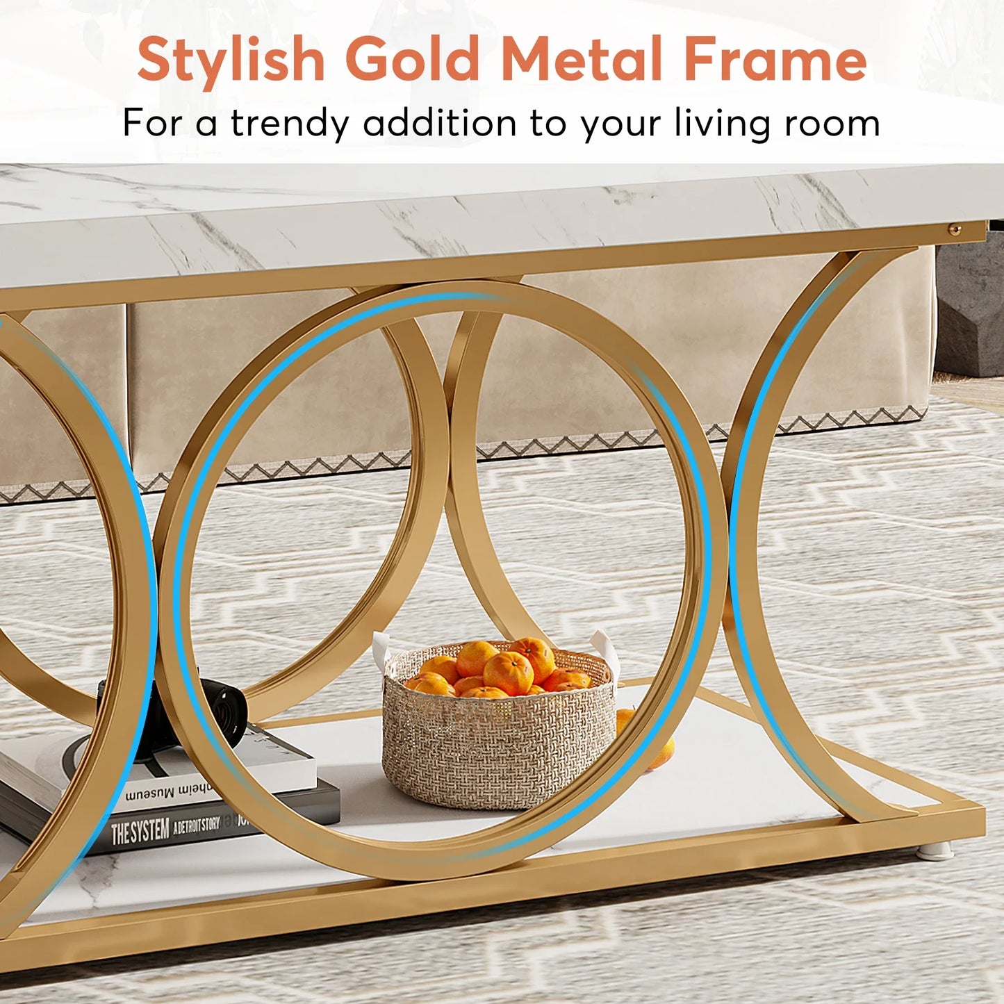 Rectangle Coffee Table, 47.24-in, Modern