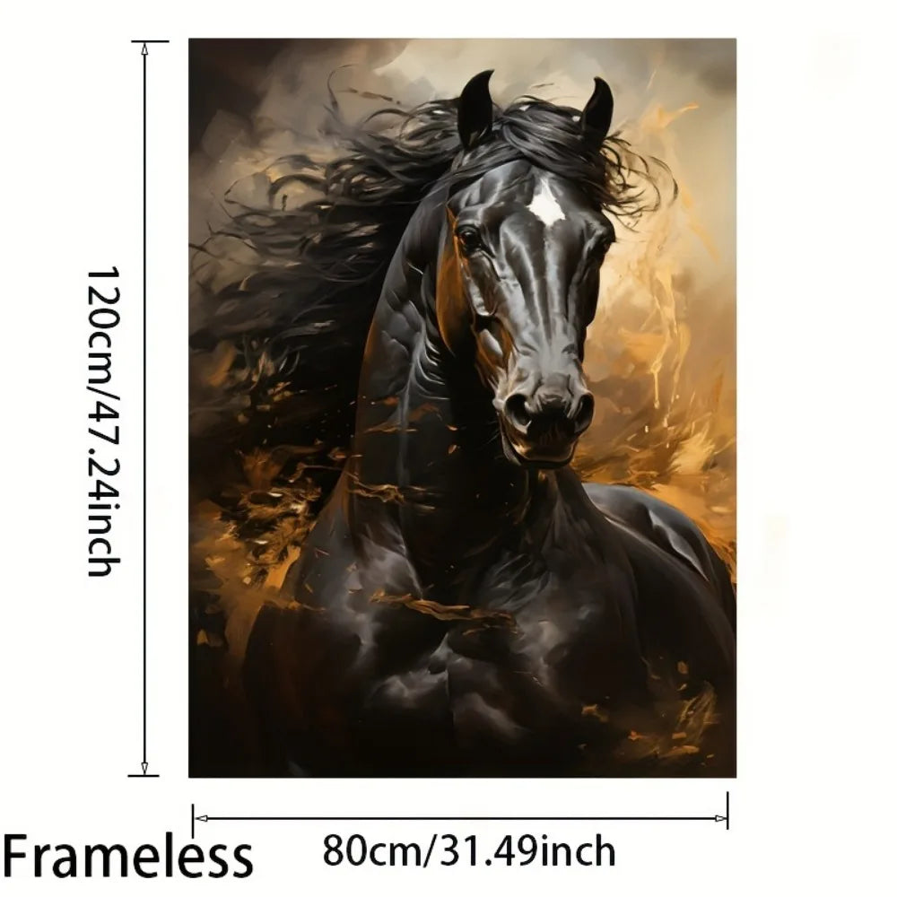 Canvas Print, 1 Black horse running