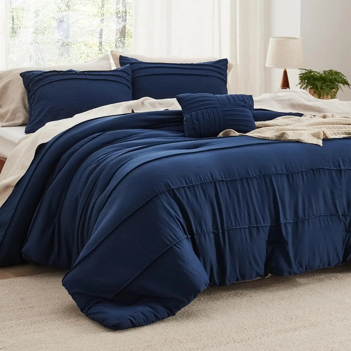 King Comforter Set - 4 Pieces Grid Pleat