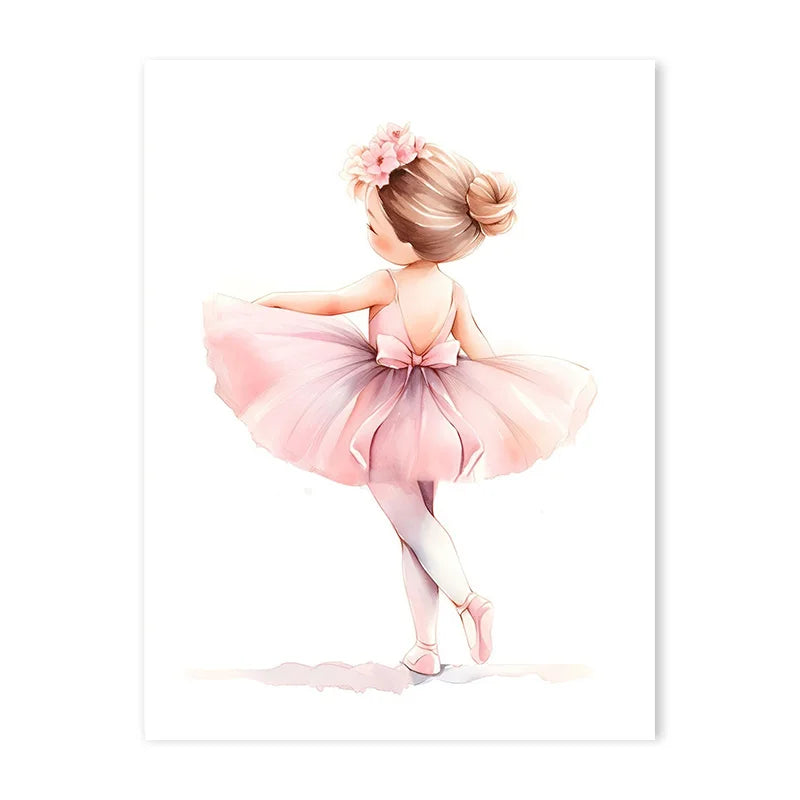 Pink Ballerina Girl Unicorn Butterfly Poster Kids Room Decorative Canvas Posters Nursery Wall Art Poster Baby Bedroom Decor