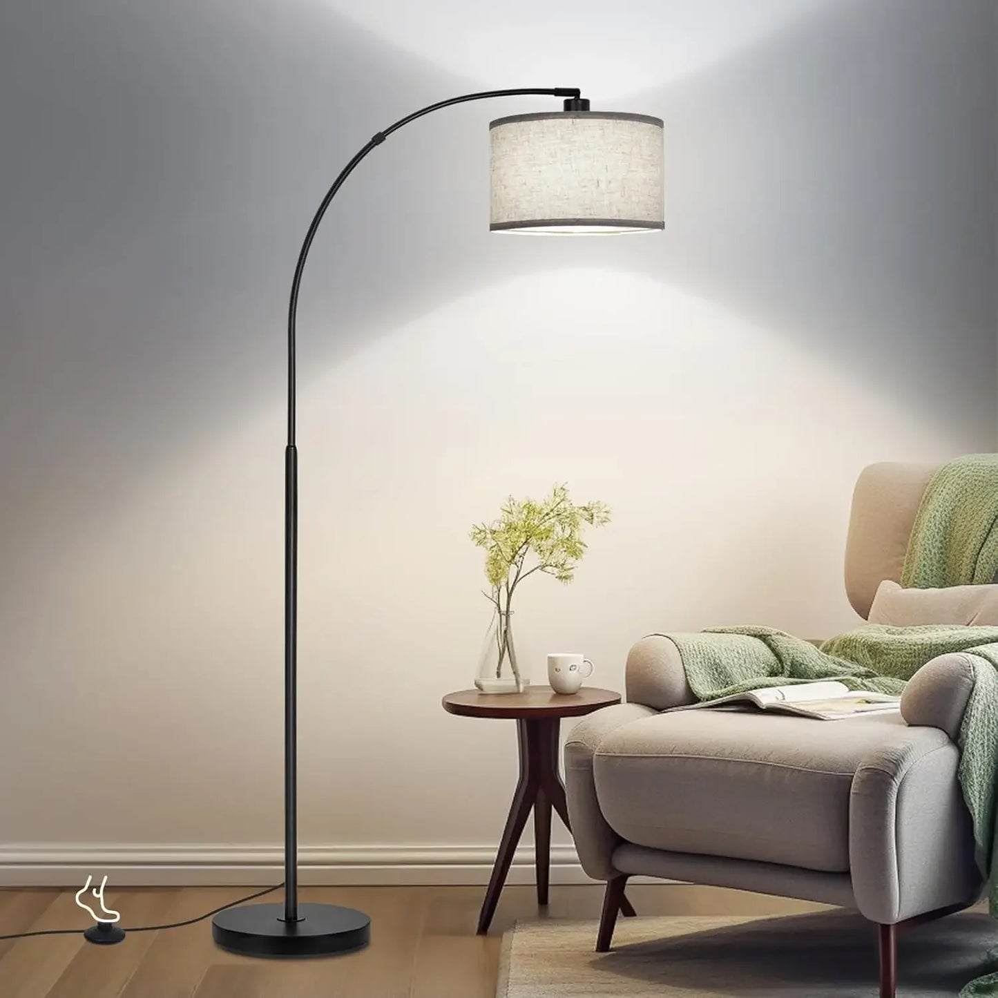 Modern Standing Lamp with Adjustable Drum Shade