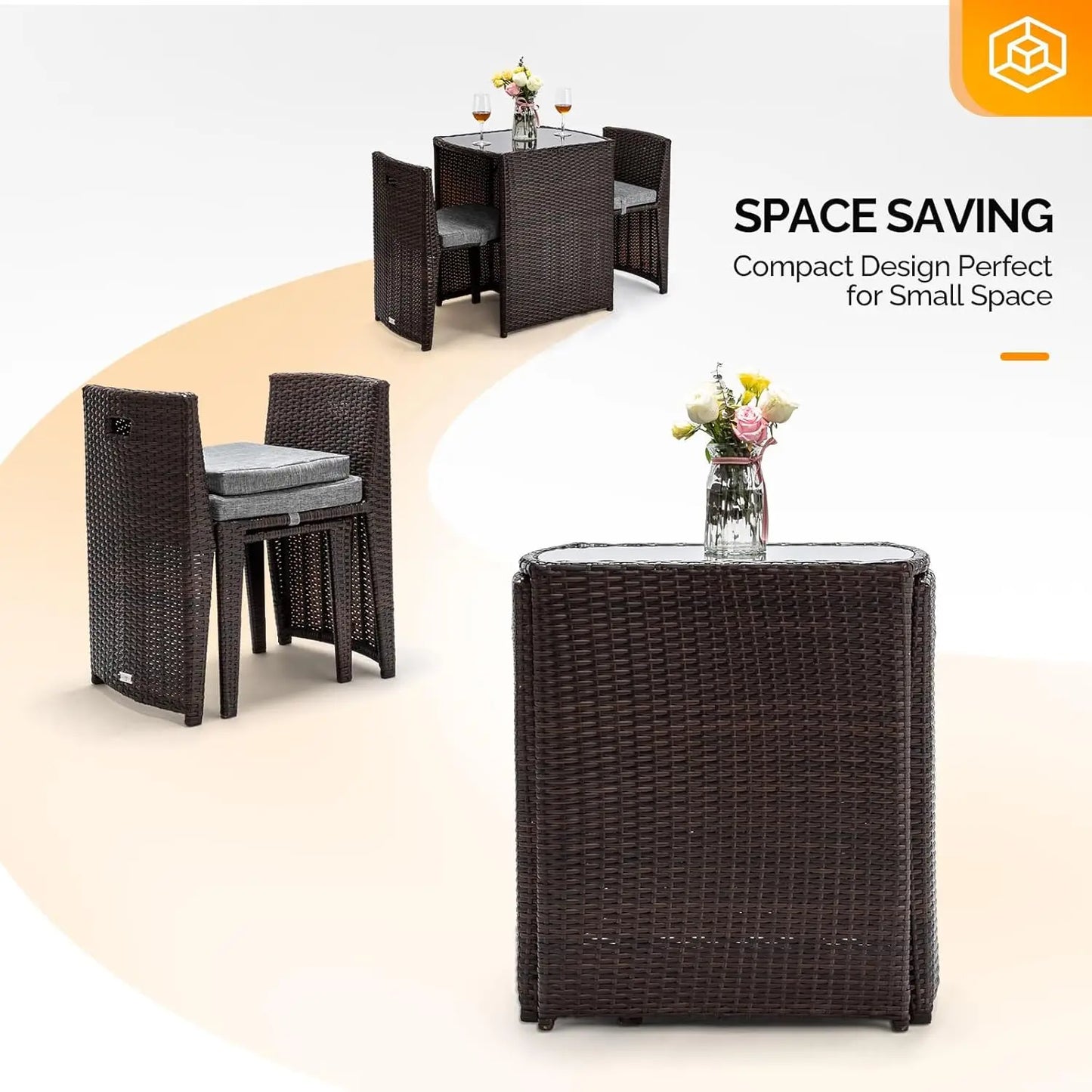 3 PCS Wicker Outdoor Patio Bistro