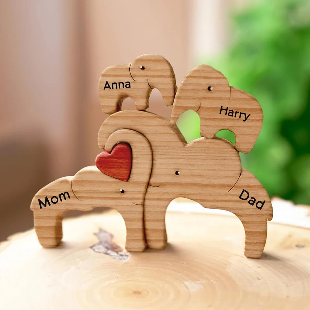 Elephant Family Wooden Puzzle Free Customization
