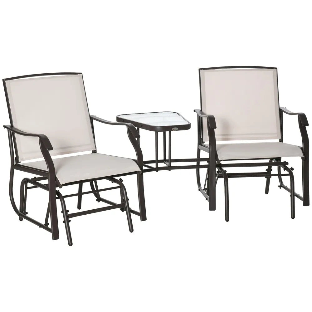 Patio Double Patio Rocker Glider Chairs w/Table
