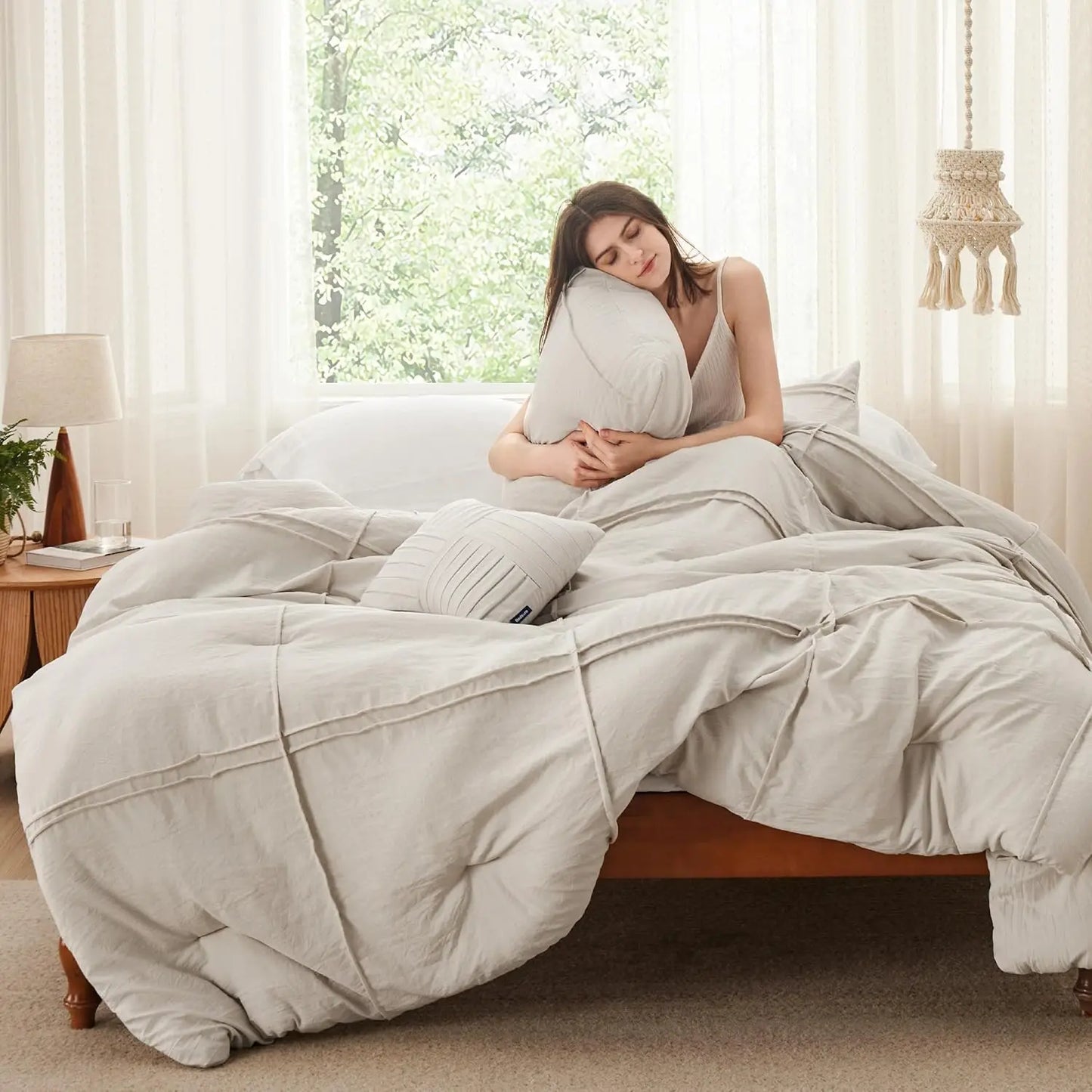 King Comforter Set - 4 Pieces Grid Pleat