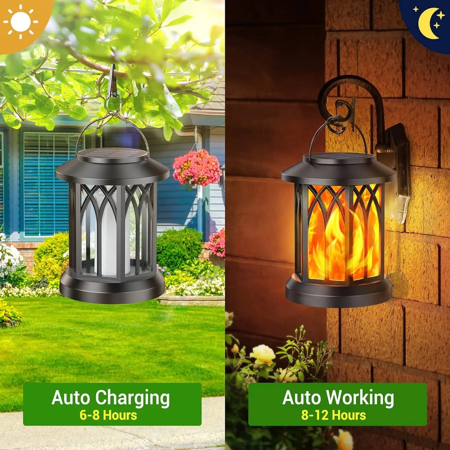 2/4 Pack Solar Powered Lanterns Yard