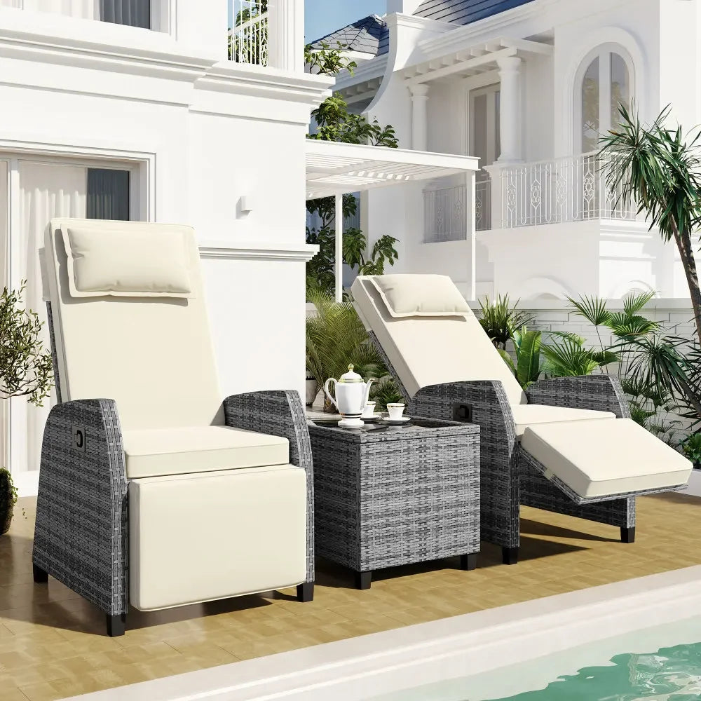 Outdoor Rattan Combination with Coffee Table, Adjustable