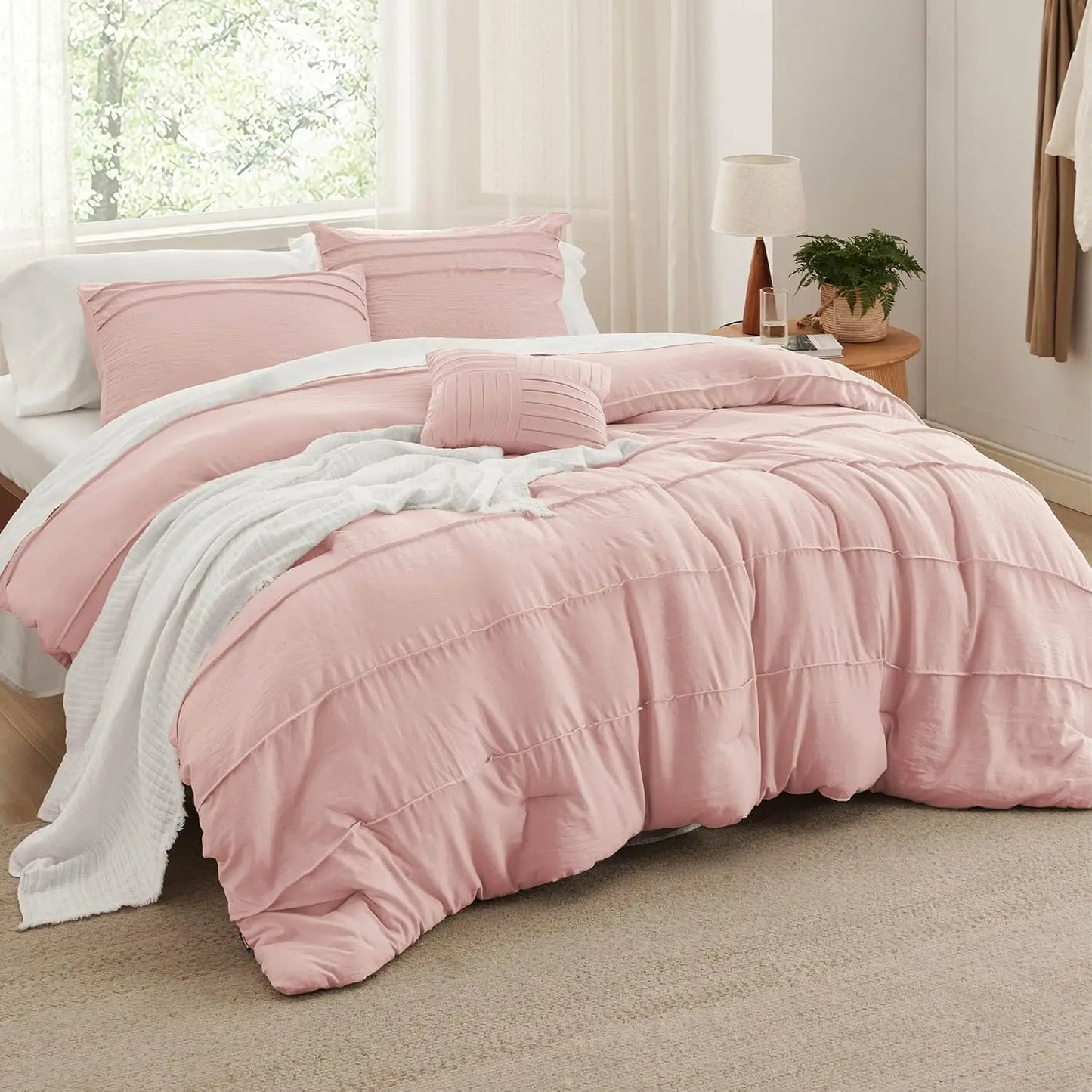 King Comforter Set - 4 Pieces Grid Pleat