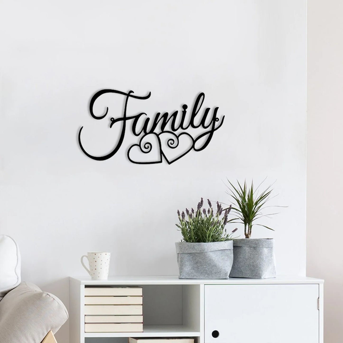 1pc Family Letter Metal Wall Hanging,, 15.75"x7.87"