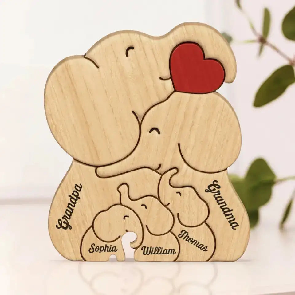 Elephant Family Wooden Puzzle Free Customization