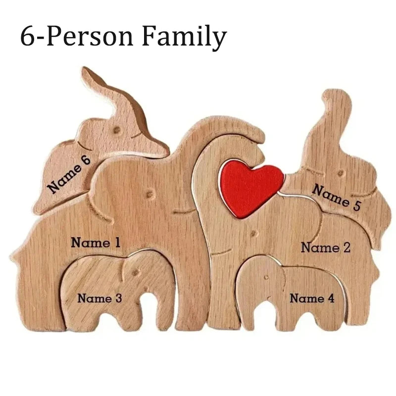 Elephant Family Wooden Puzzle Free Customization