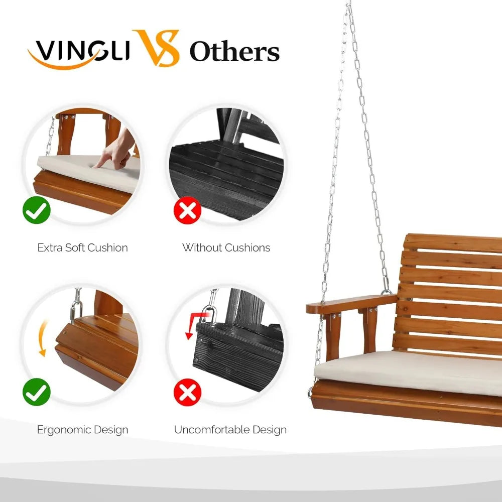 5 FT Outdoor Porch Swing with Frame Heavy Duty 880 LBS