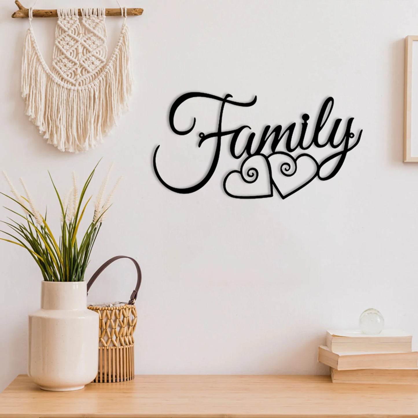 1pc Family Letter Metal Wall Hanging,, 15.75"x7.87"