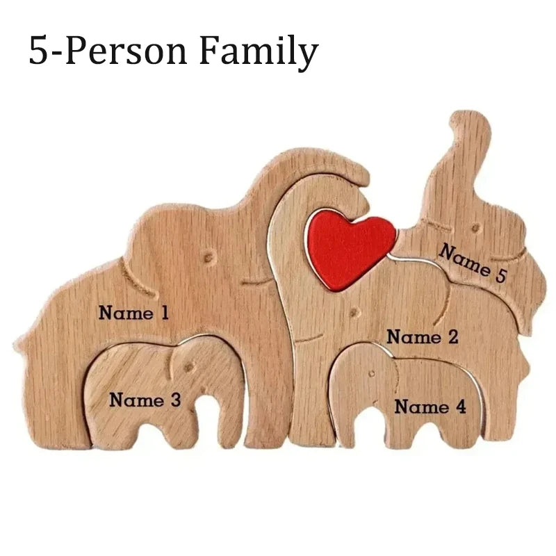 Elephant Family Wooden Puzzle Free Customization