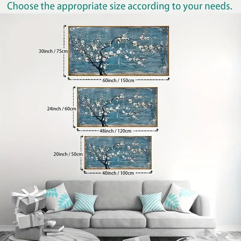 Teal Plum Blossom Canvas Wall Art
