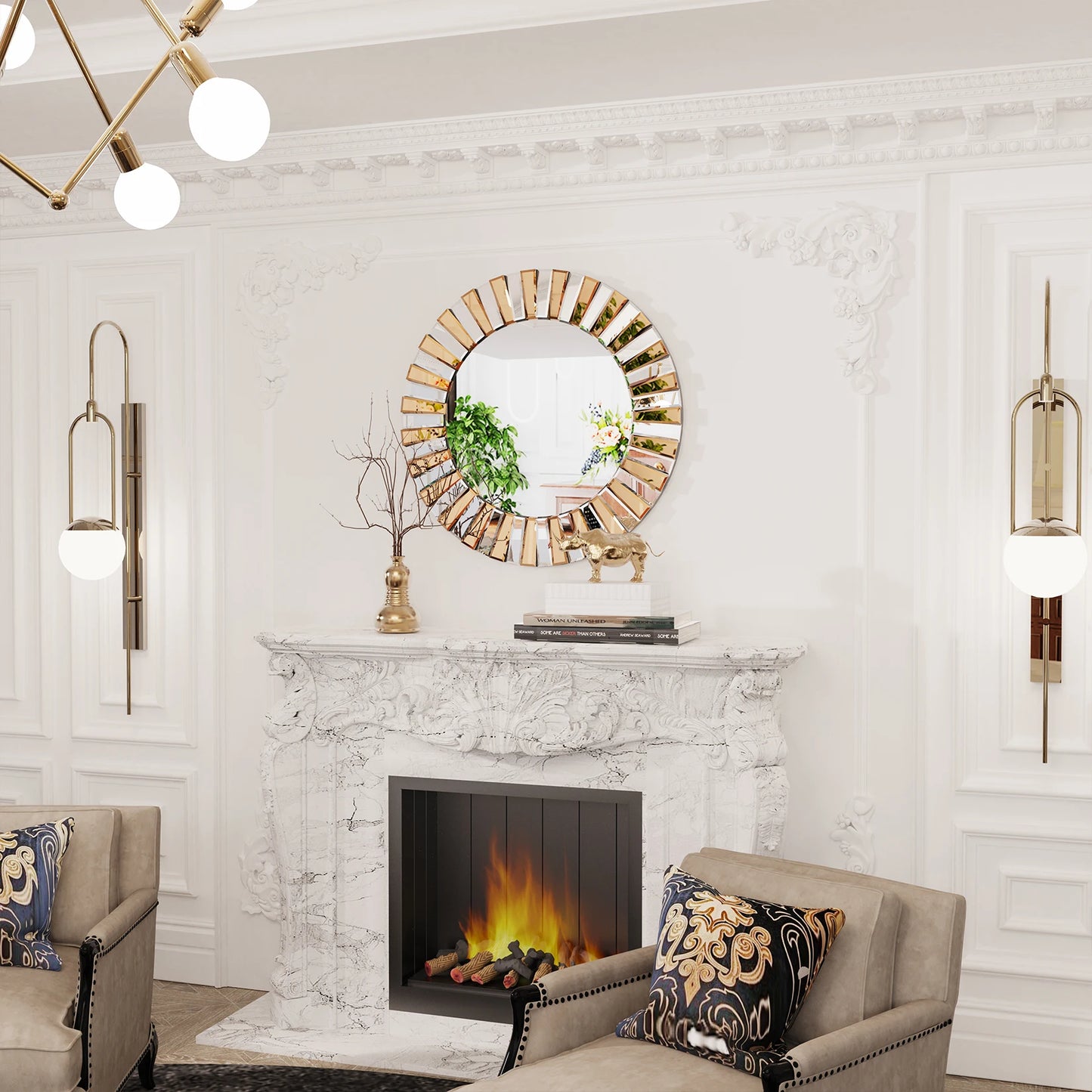 Decorative Mirror Round Sunburst Wall Mirror