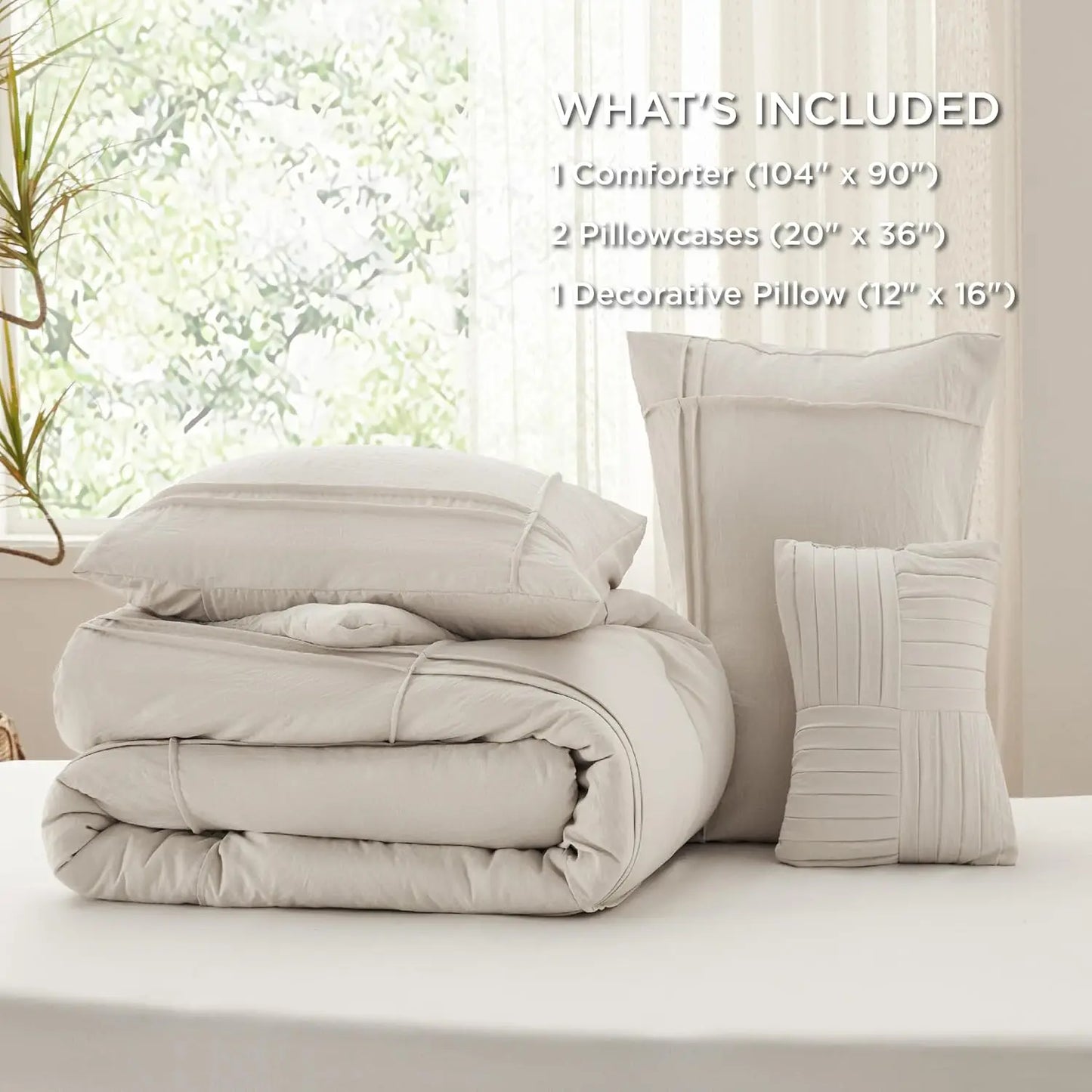 King Comforter Set - 4 Pieces Grid Pleat