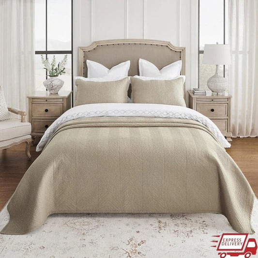 Reversible Luxury Cotton Quilt Set 3 Pieces King Quilt, Pillow Shams
