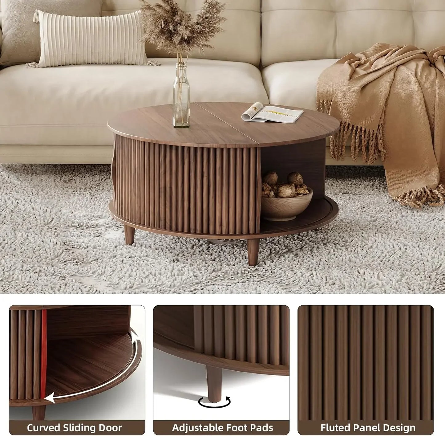 Mid Century Modern Coffee Table with Storage