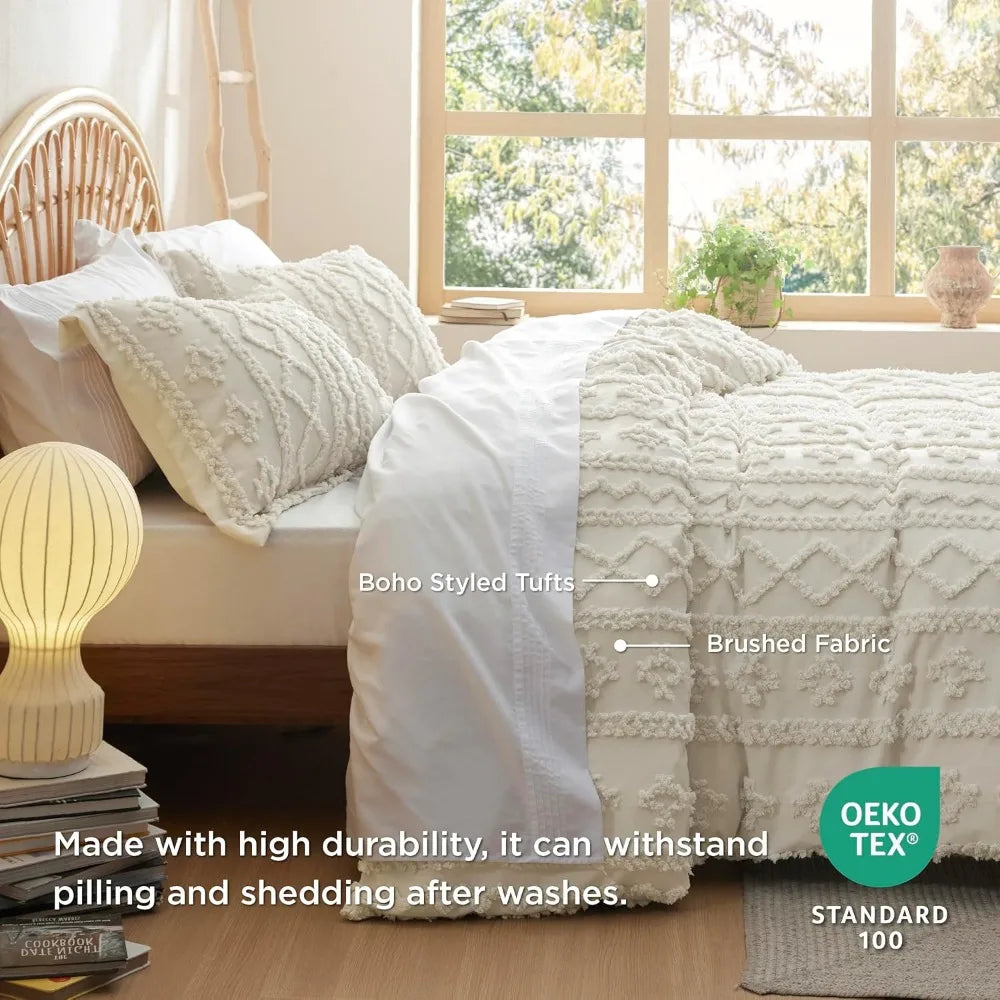 3 Pieces Soft Shabby Chic Bedding, 104" x 90", Duvet Cover