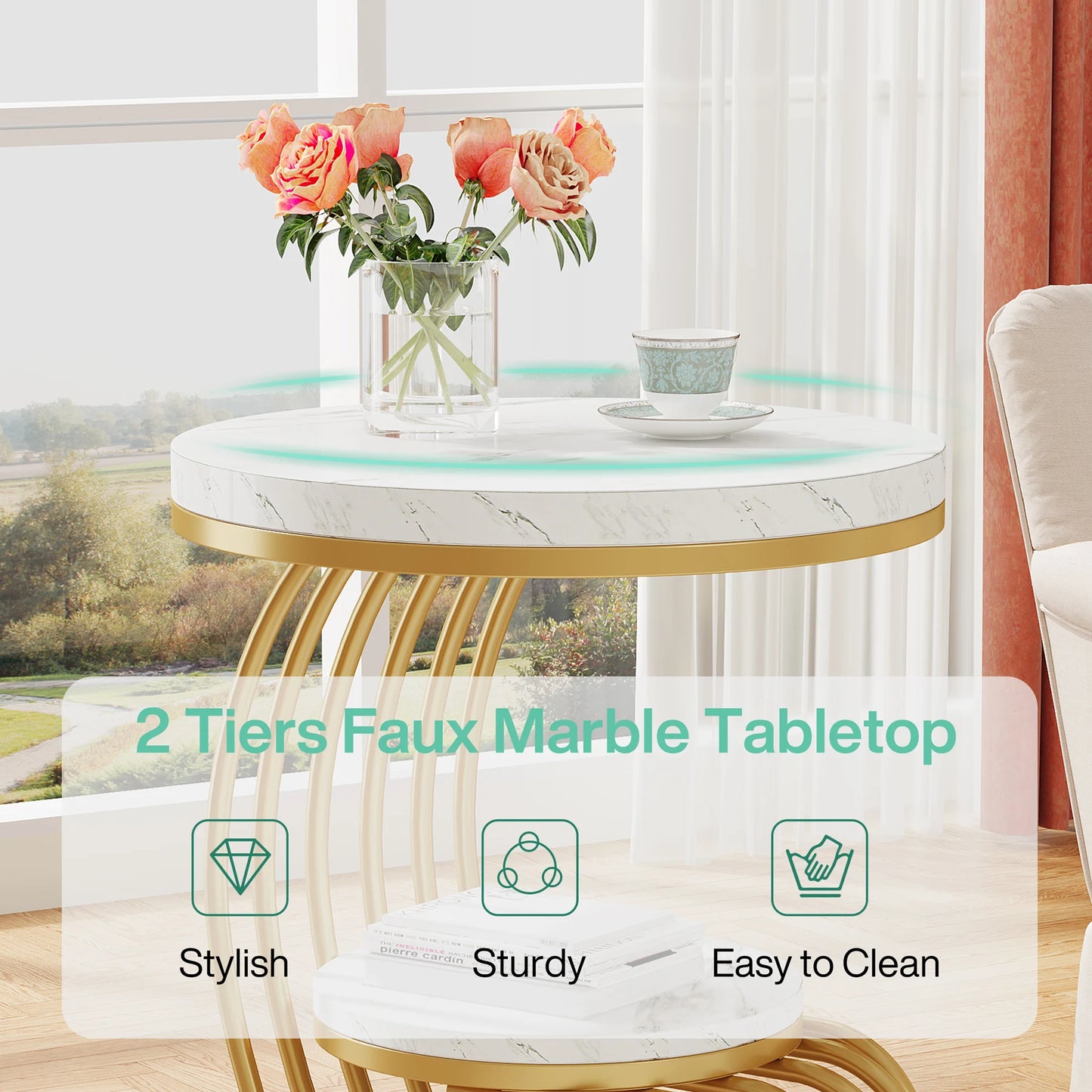 Round End Table: 2 Tiers