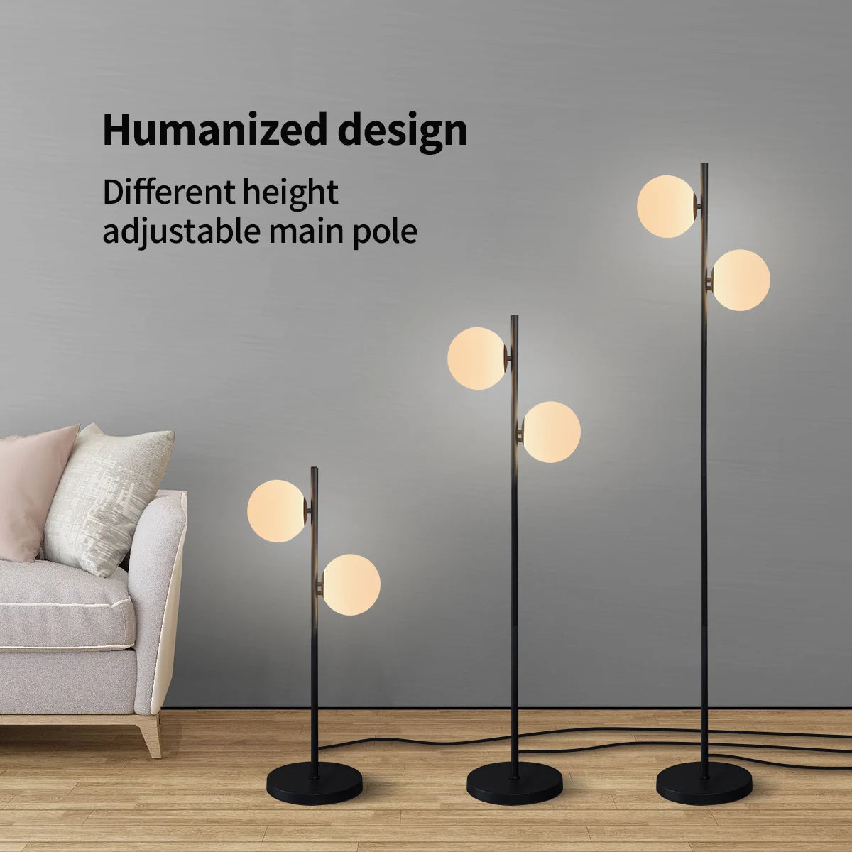 2 Black Simple Floor Lamps