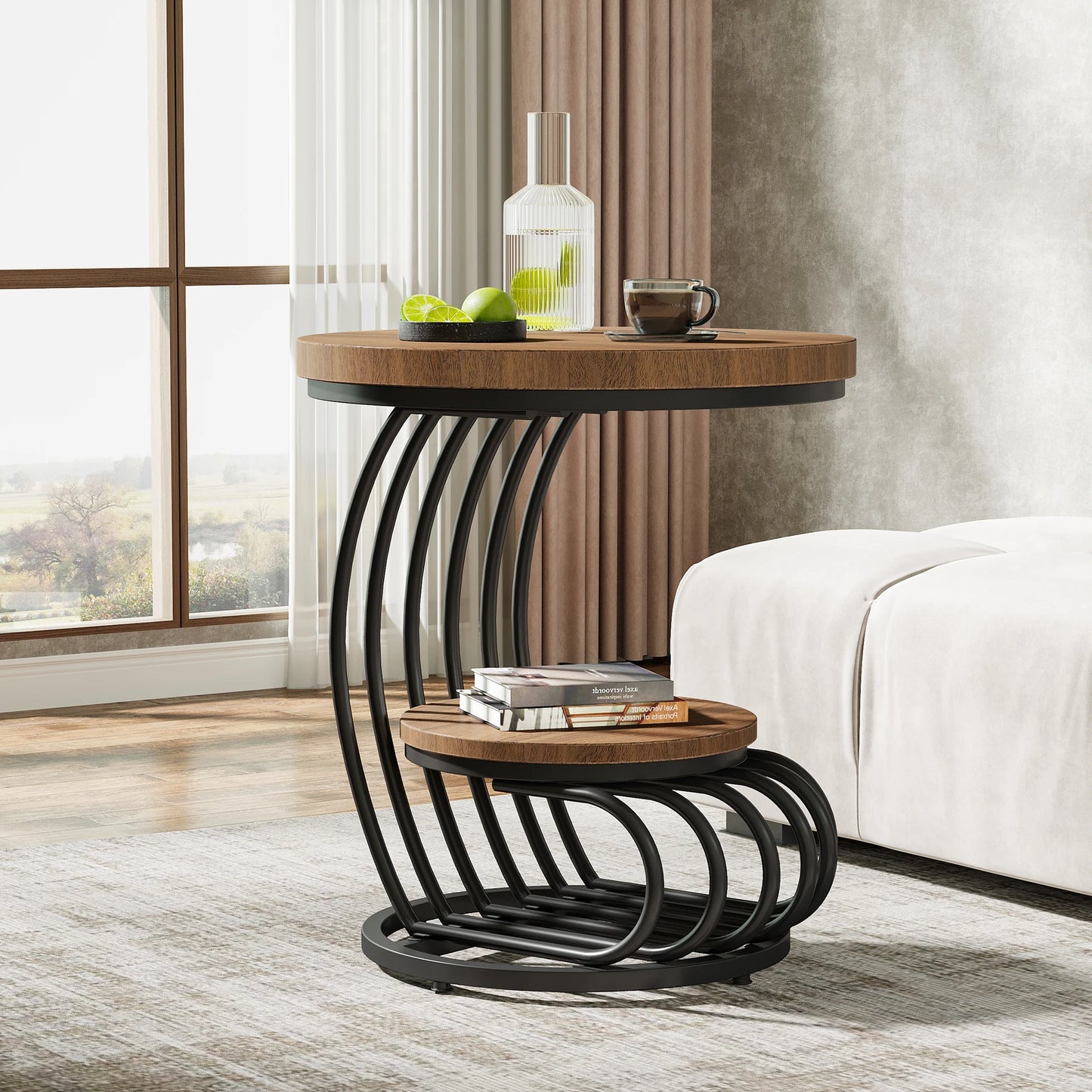 Round End Table: 2 Tiers