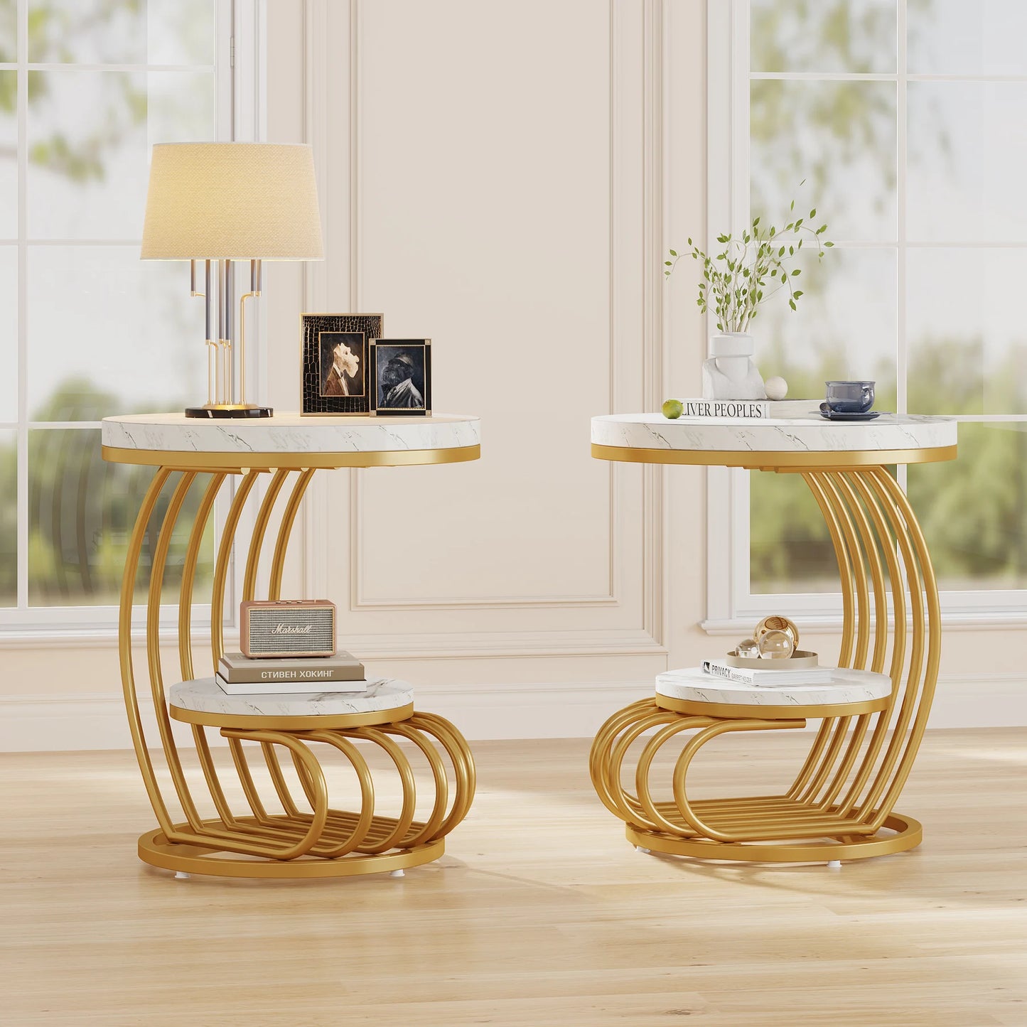 Round End Table: 2 Tiers