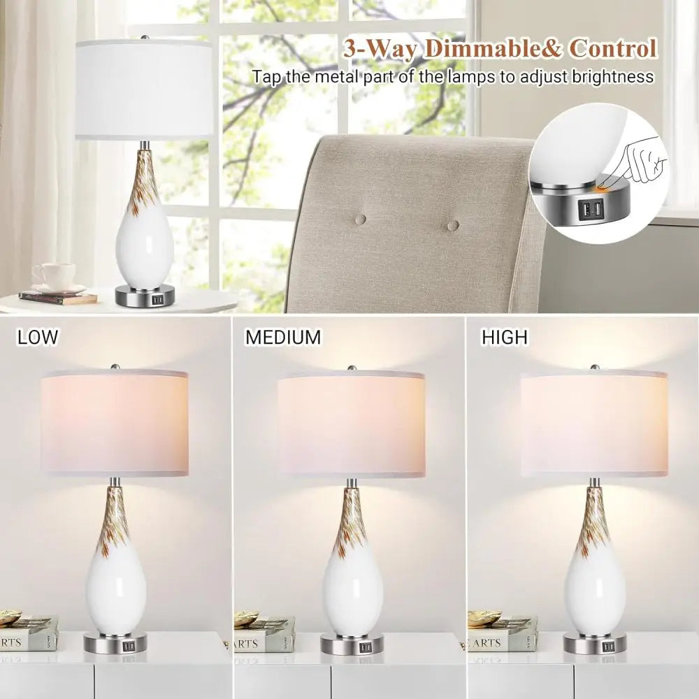 Touch Control Table Lamps Set of 2, 27.5"