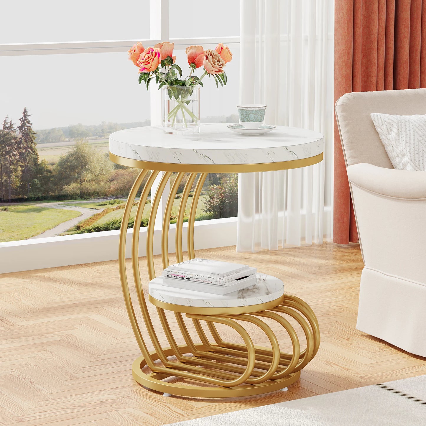 Round End Table: 2 Tiers