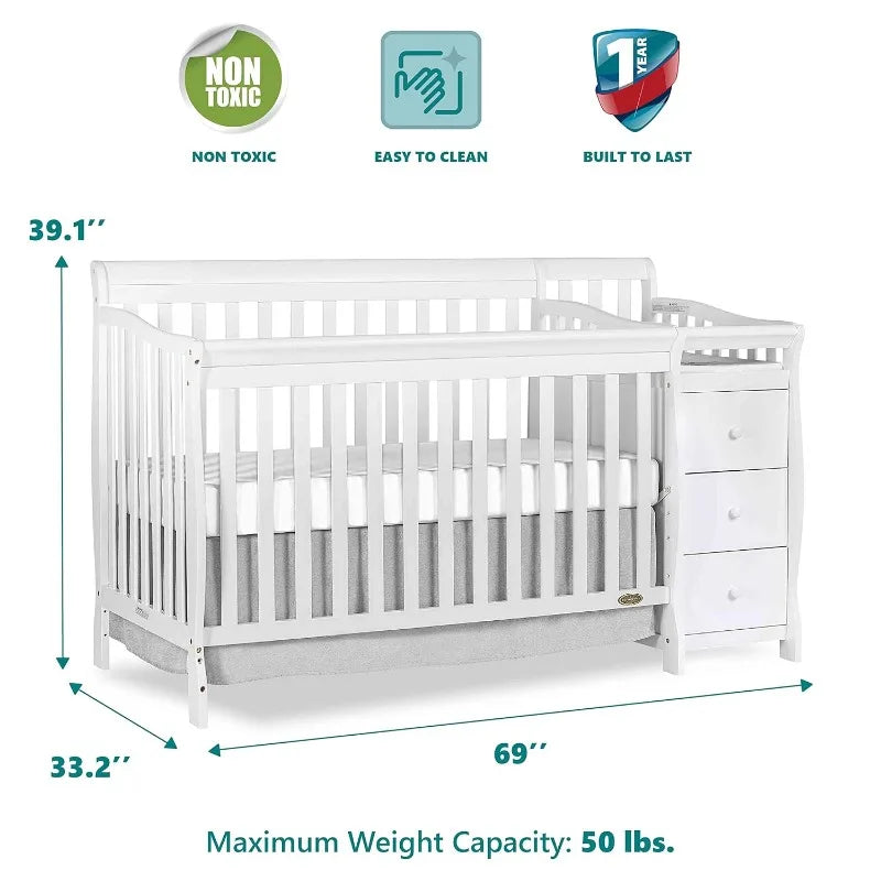 5 In 1 Convertible Crib With Changer