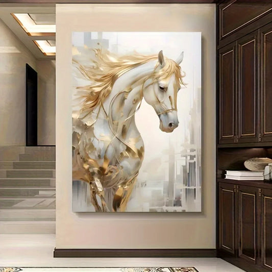 Retro Golden Horse Wall Art Painting  31.49 in x 47.24 in
