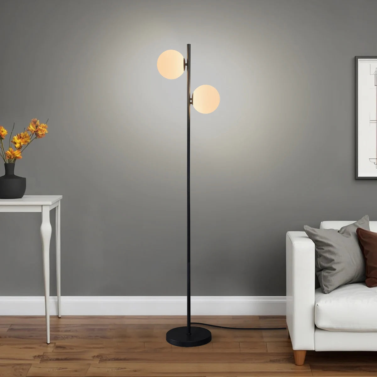 2 Black Simple Floor Lamps