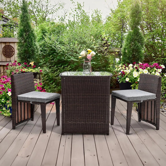 3 PCS Wicker Outdoor Patio Bistro