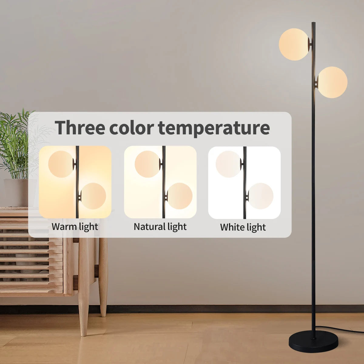 2 Black Simple Floor Lamps