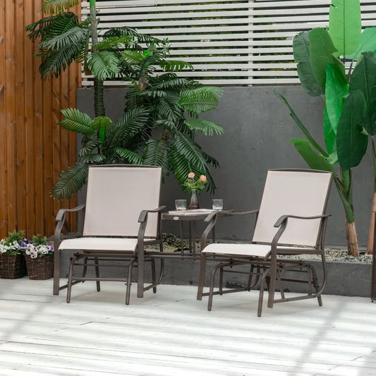 Patio Double Patio Rocker Glider Chairs w/Table