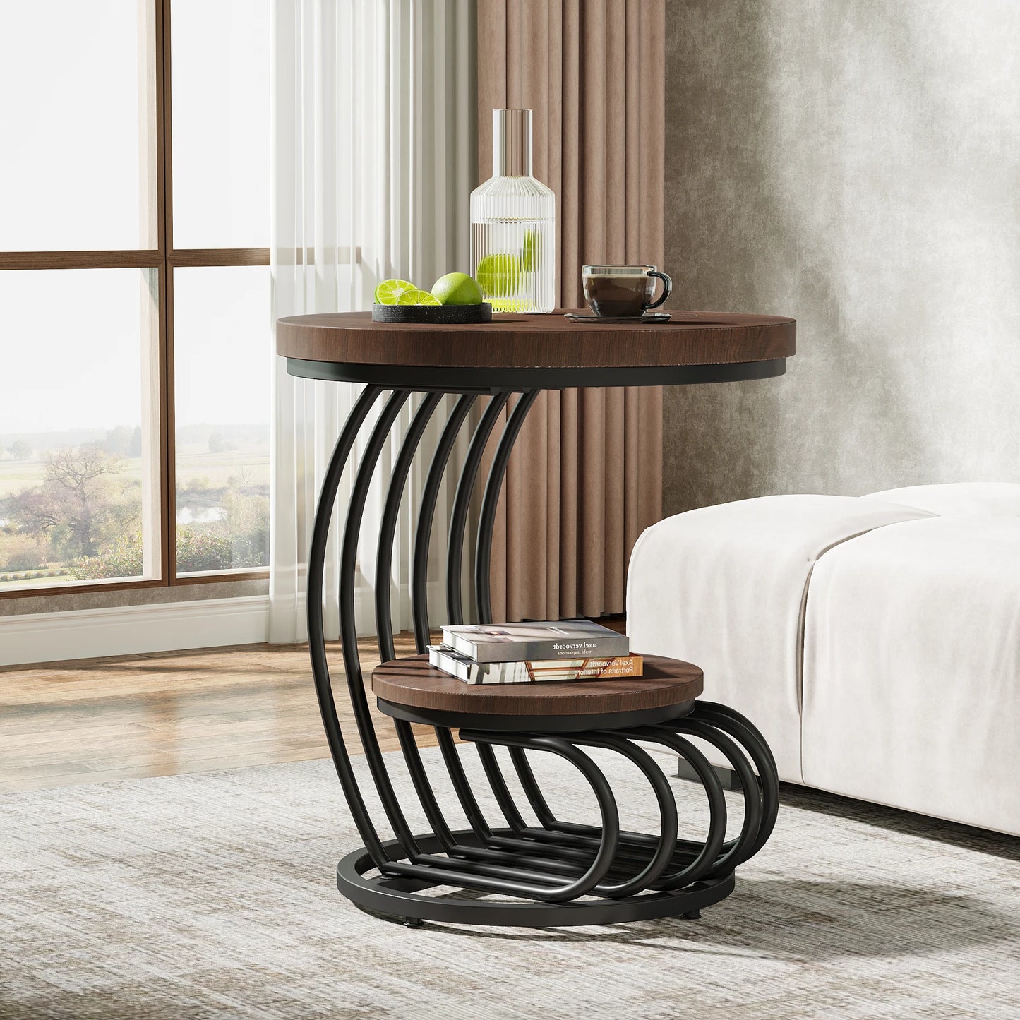 Round End Table: 2 Tiers