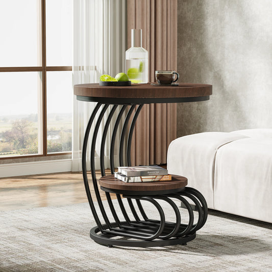 Round End Table: 2 Tiers
