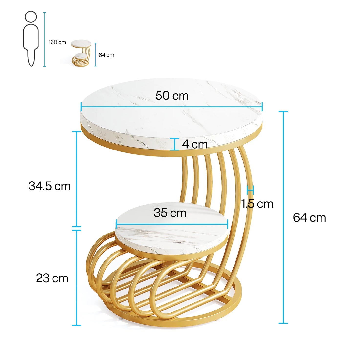 Round End Table: 2 Tiers