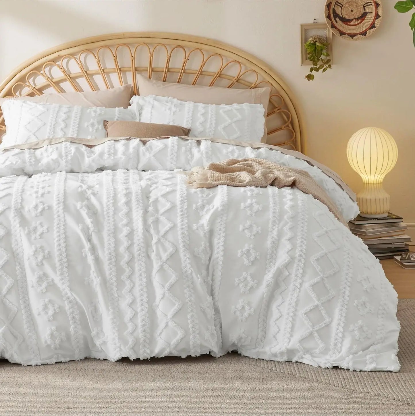 3 Pieces Soft Shabby Chic Bedding, 104" x 90", Duvet Cover