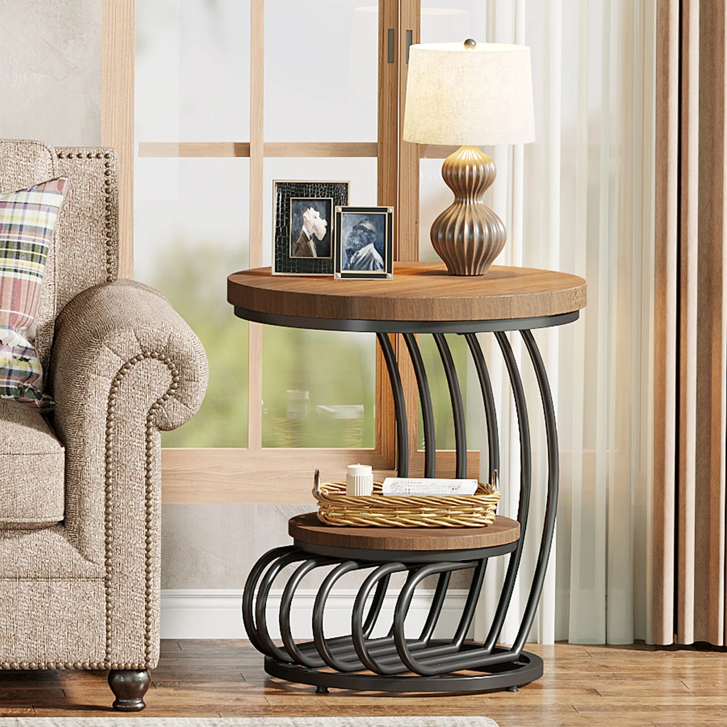 Round End Table: 2 Tiers