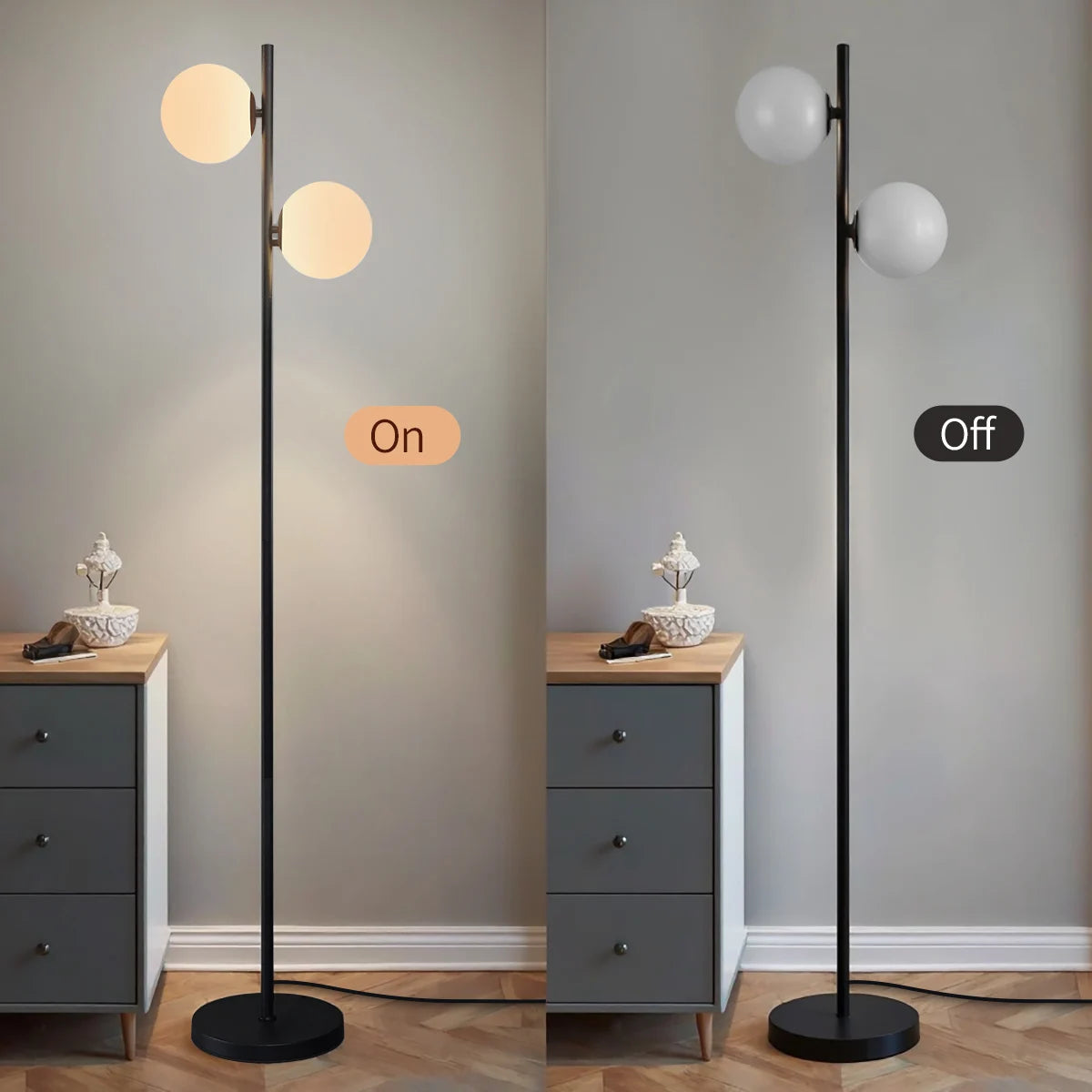 2 Black Simple Floor Lamps